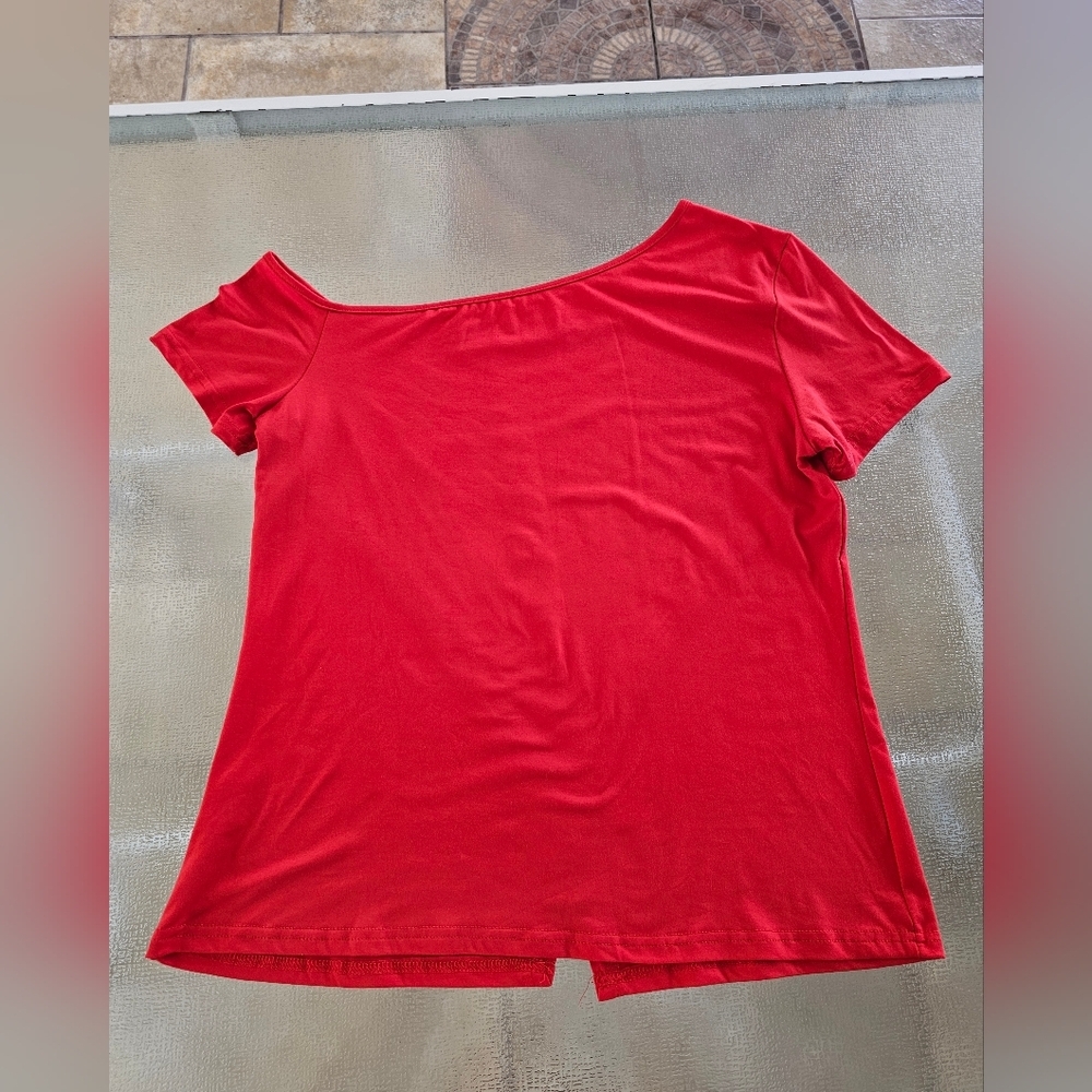 Faith Graphic Red Off Shoulder Tunic Top XL | Christian Aesthetic Boho Casual - Picture 10 of 14